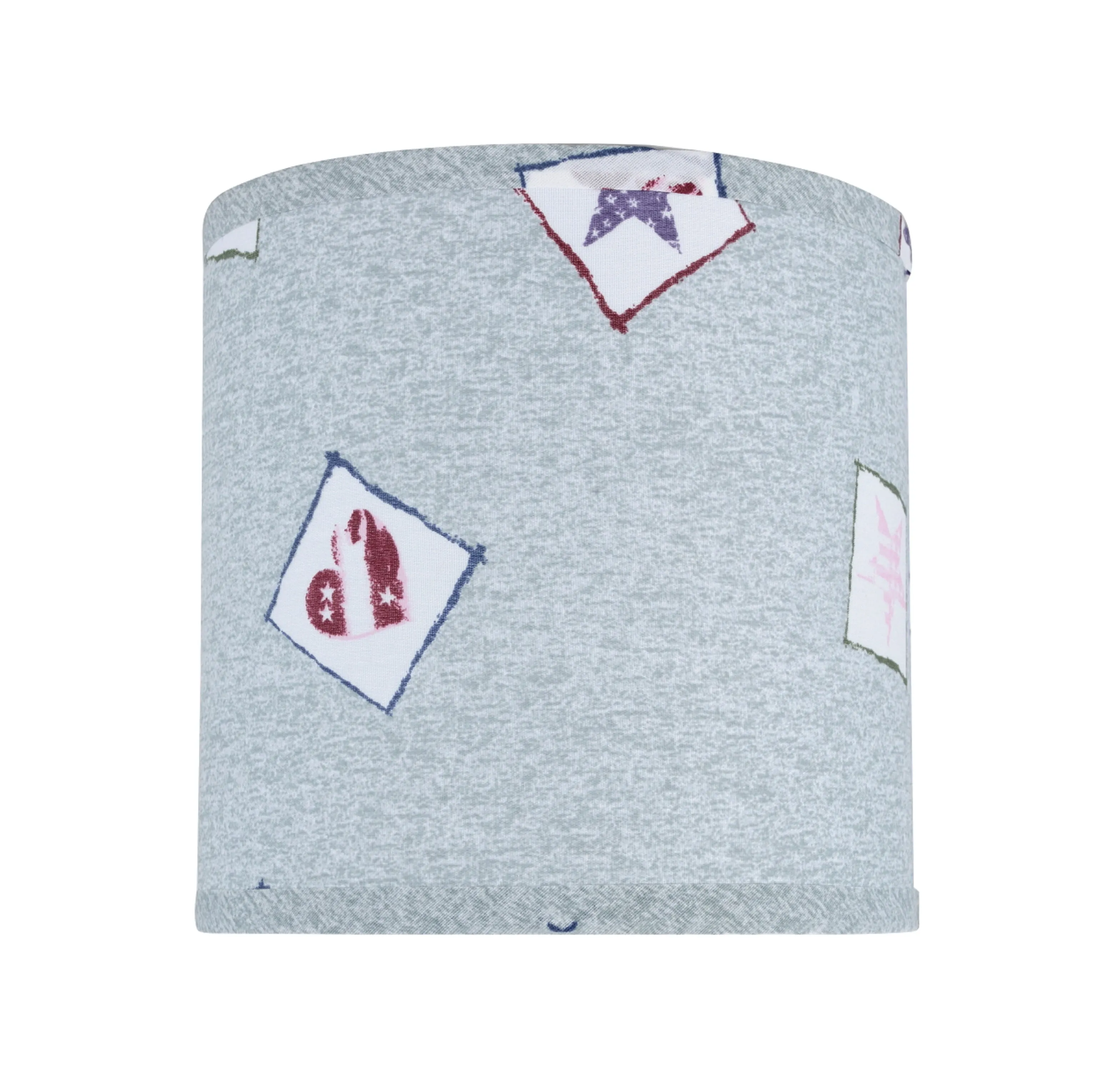 # 31053  Transitional Hardback Drum (Cylinder) Shape Spider Lamp Shade, Light Blue & Patriotic Accents, 8" wide (8" x 8" x 8")
