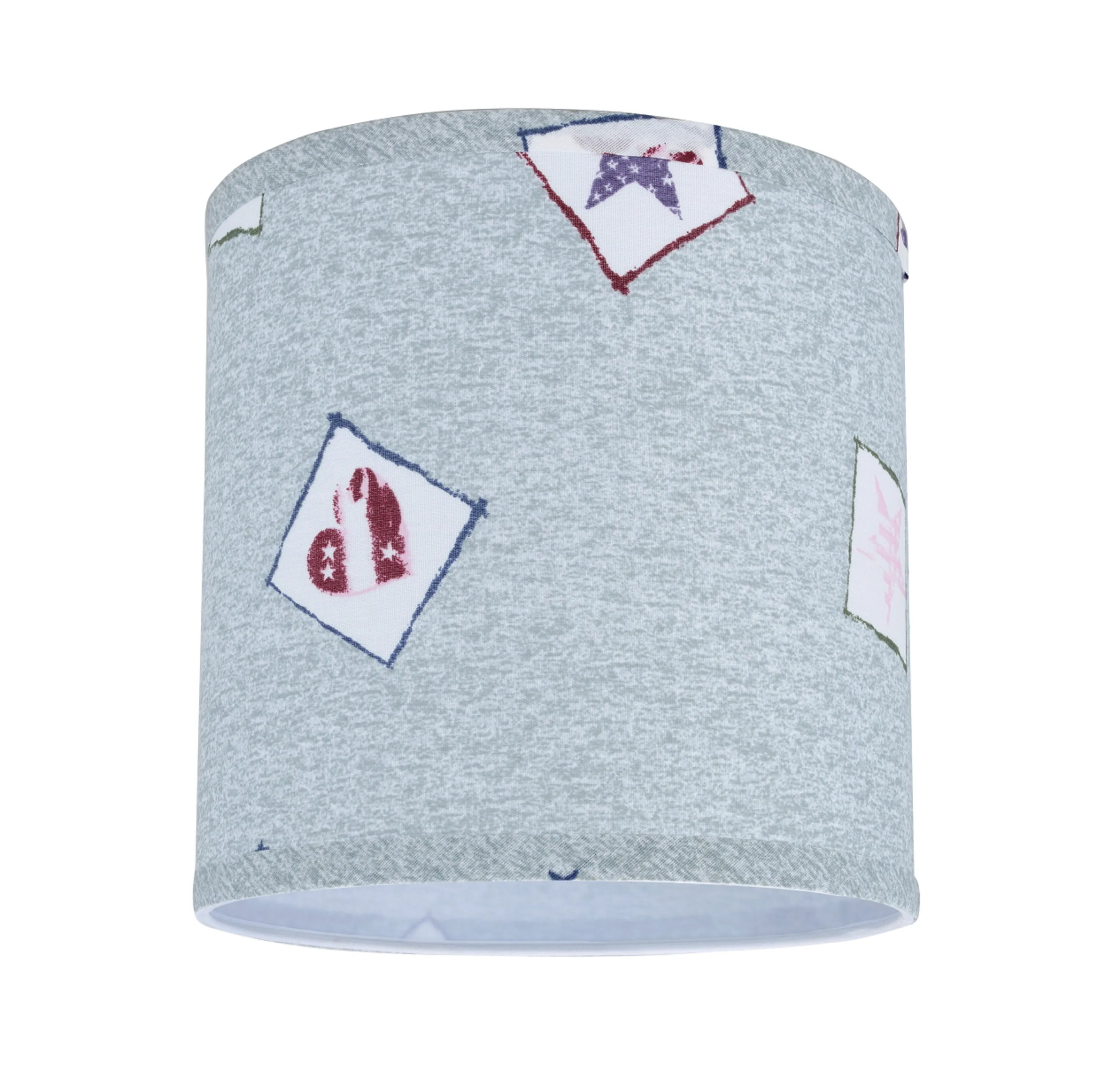 # 31053  Transitional Hardback Drum (Cylinder) Shape Spider Lamp Shade, Light Blue & Patriotic Accents, 8" wide (8" x 8" x 8")