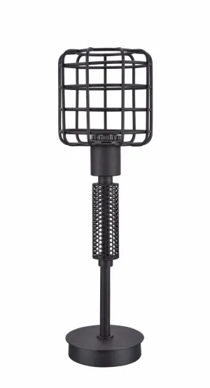 # 40081, Wire Cage Metal Table Lamp, Vintage Design in Sand Black Finish, 18" High