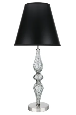 # 40087-1 29" High Transitional Metal & Glass Table Lamp, Smoke Color Glass with Black Hardback Empire Shaped Lamp Shade, 13" W
