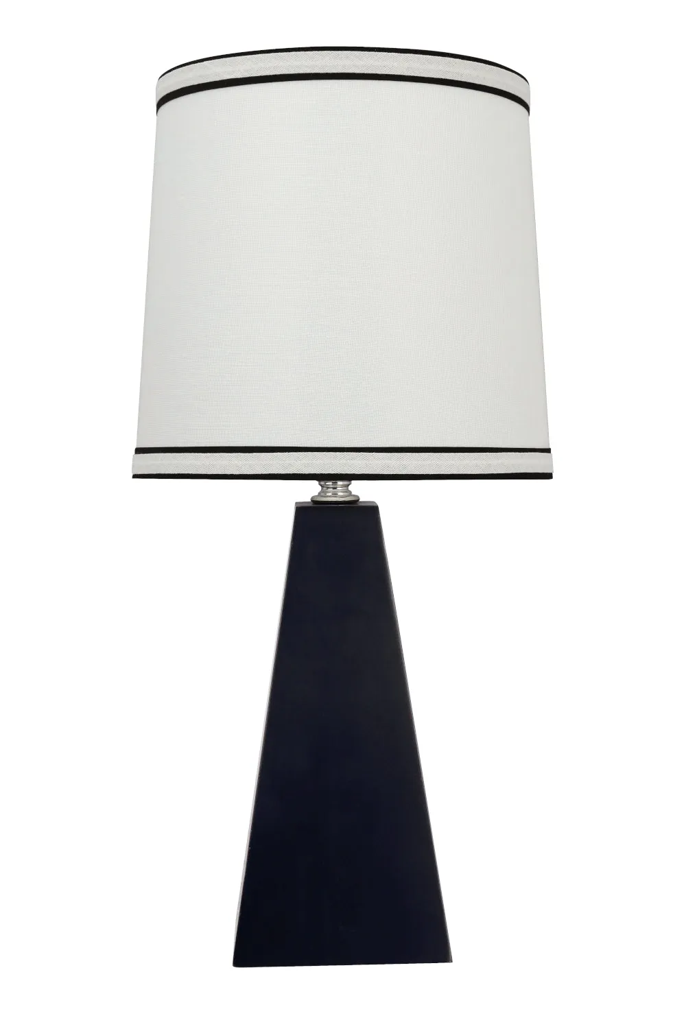# 40138, 16 1/2" High Transitional Wooden Table Lamp, Matte Black Finish and Hardback Empire Shaped Lamp Shade in Off White, 8" Wide