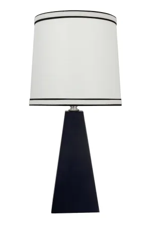 # 40138, 16 1/2" High Transitional Wooden Table Lamp, Matte Black Finish and Hardback Empire Shaped Lamp Shade in Off White, 8" Wide