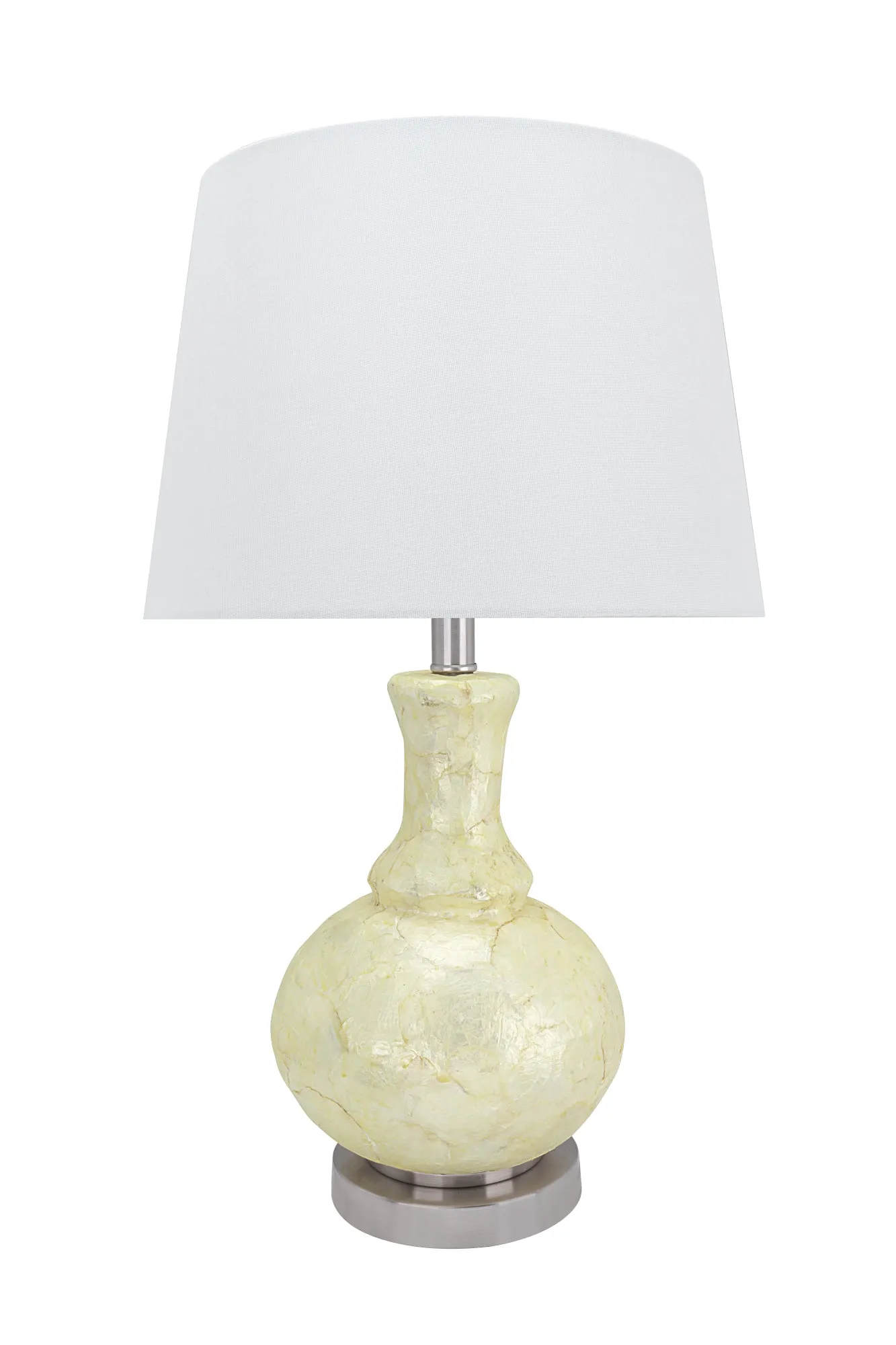 # 40164-11, 26" High Transitional Shell Table Lamp with Hardback Empire Lamp Shade in White, 14" wide