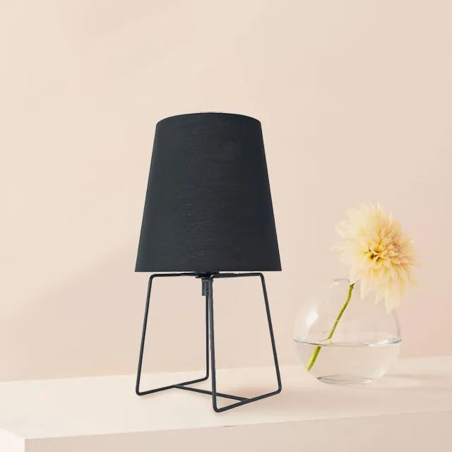 # 40172-31, 13" High Transitional Metal Accent Table Lamp, Black Painted Finish and Empire Shaped Lamp Shade in Black, 7" Wide