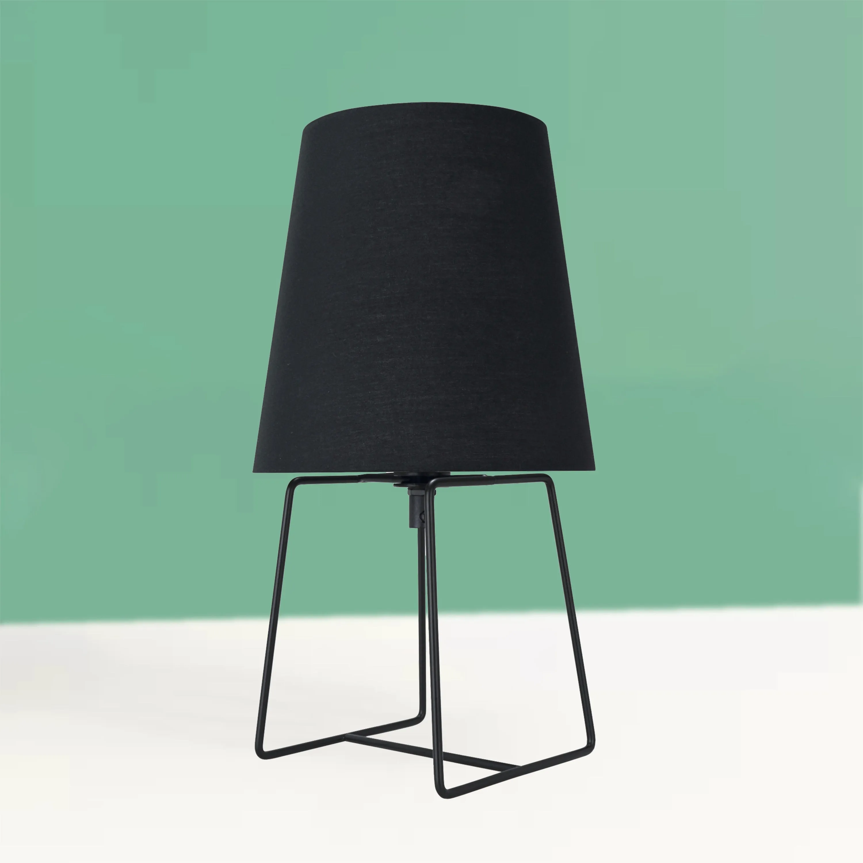 # 40172-31, 13" High Transitional Metal Accent Table Lamp, Black Painted Finish and Empire Shaped Lamp Shade in Black, 7" Wide