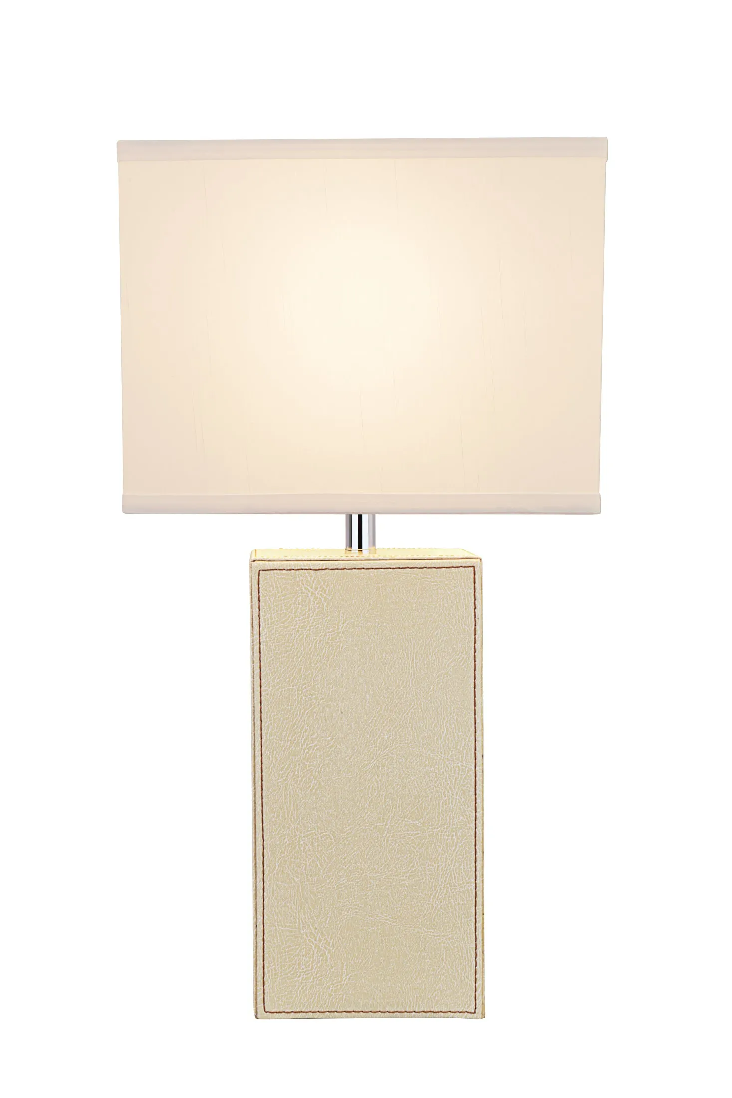 # 40177-11, 21-1/4" High Transitional Ivory Faux Leather Table lamp and Hardback Rectangular Shaped Lamp Shade in Off White, 11" Wide