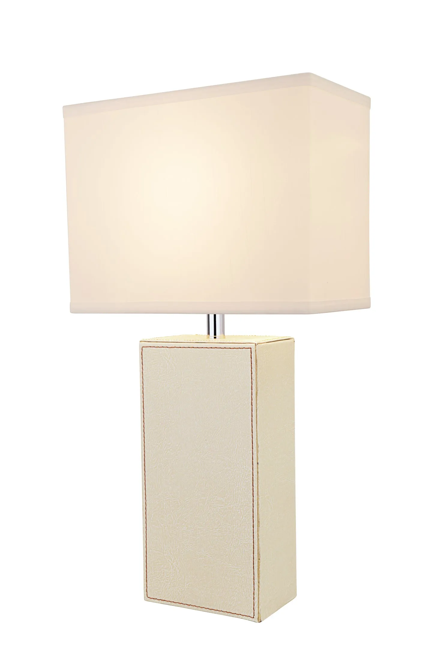 # 40177-11, 21-1/4" High Transitional Ivory Faux Leather Table lamp and Hardback Rectangular Shaped Lamp Shade in Off White, 11" Wide