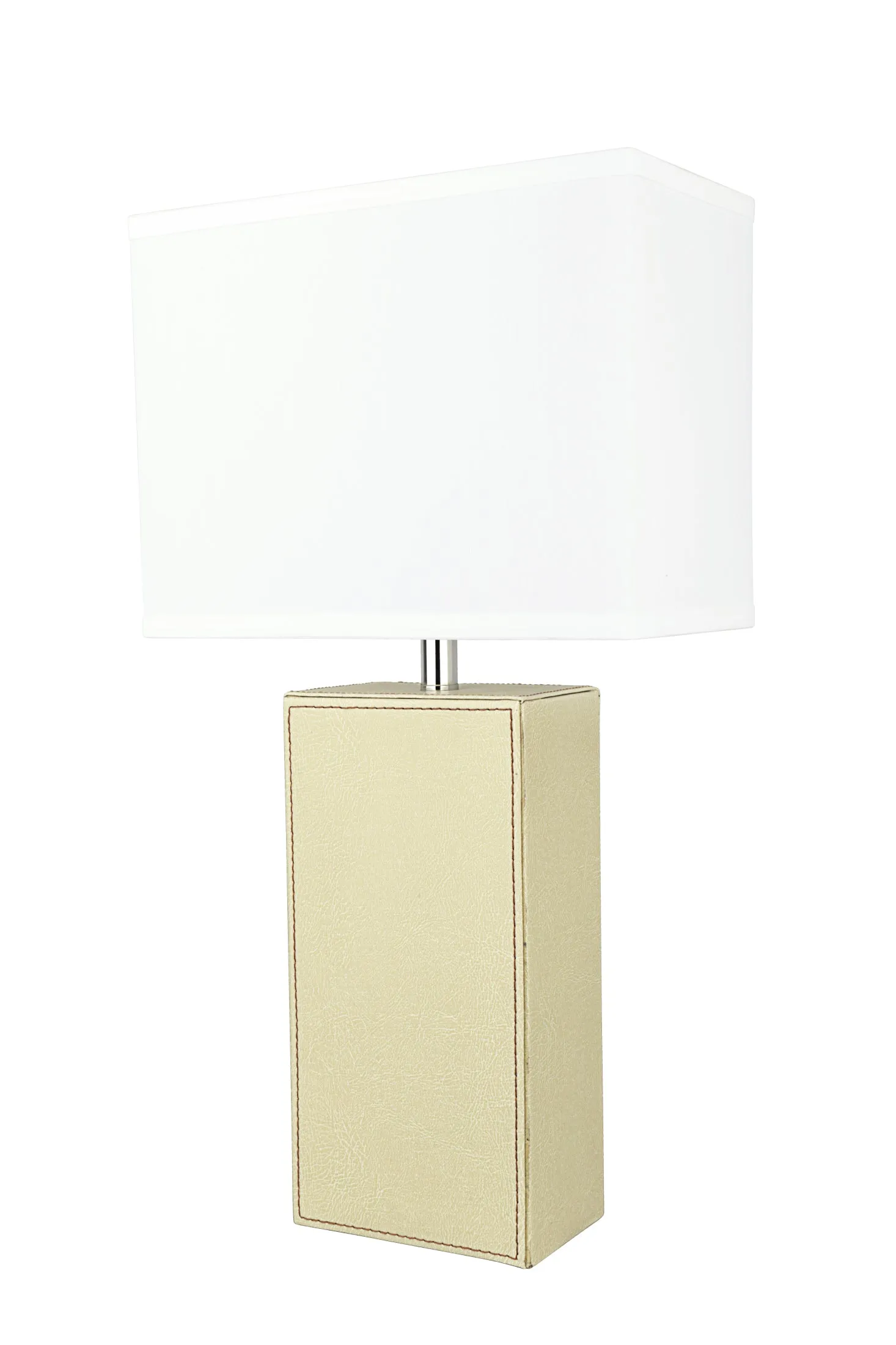 # 40177-11, 21-1/4" High Transitional Ivory Faux Leather Table lamp and Hardback Rectangular Shaped Lamp Shade in Off White, 11" Wide