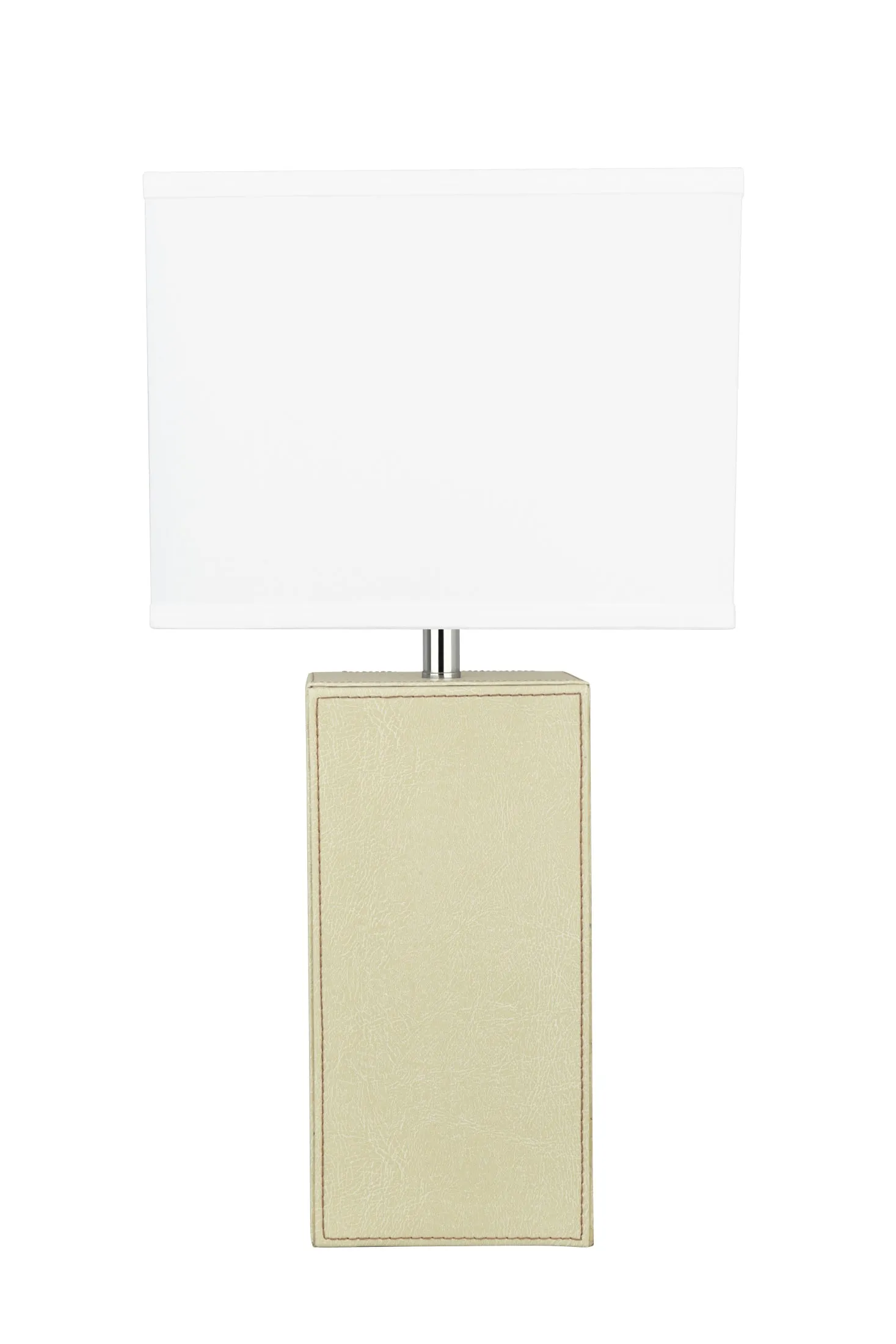 # 40177-11, 21-1/4" High Transitional Ivory Faux Leather Table lamp and Hardback Rectangular Shaped Lamp Shade in Off White, 11" Wide