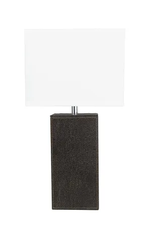 # 40178-11, 21-1/4" High Transitional Brown Faux Leather Table lamp and Hardback Rectangular Shaped Lamp Shade in Off White, 11" Wide