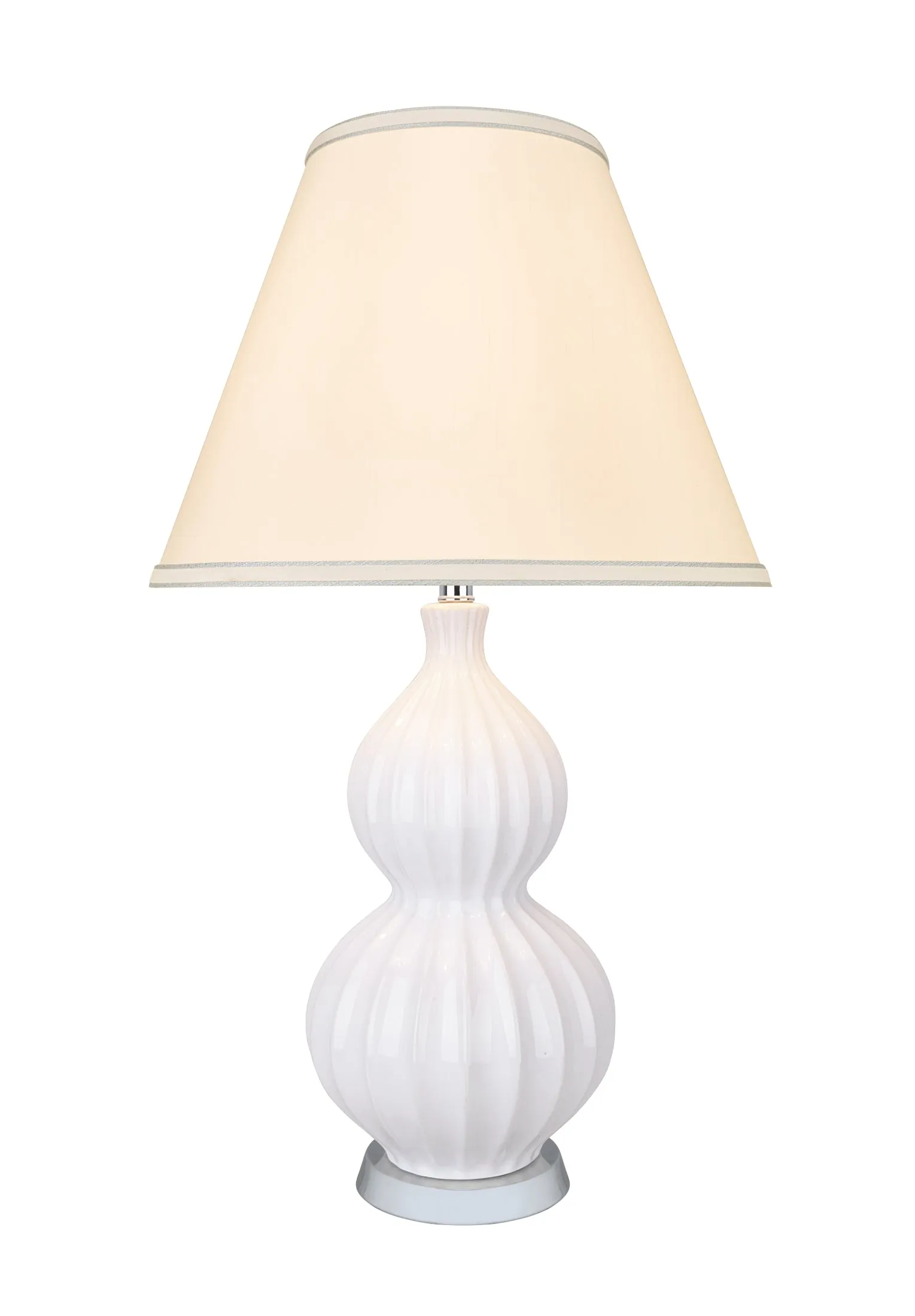 # 40186-41, 25" High Transitional Ceramic Table Lamp, White and Hardback Empire Shaped Lamp Shade in White, 14" Wide