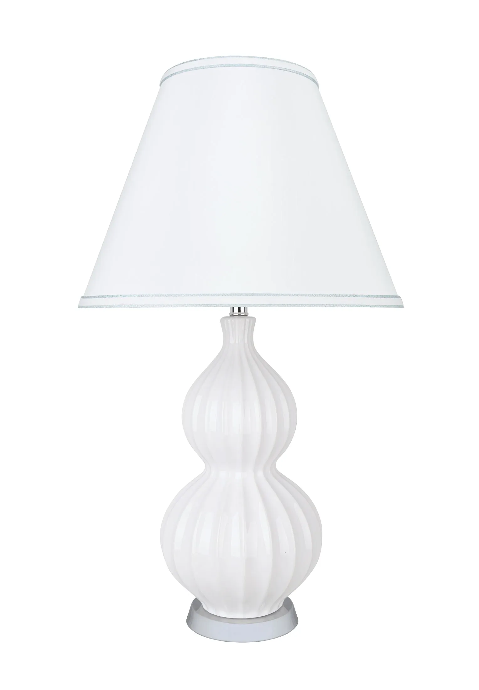 # 40186-41, 25" High Transitional Ceramic Table Lamp, White and Hardback Empire Shaped Lamp Shade in White, 14" Wide