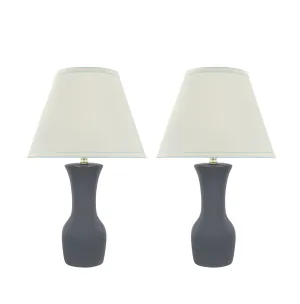 # 40208-22, Two Pack, 21" High Transitional Ceramic Table Lamp, Hardback Empire Shaped Lamp Shade in Off White, 12.5" Wide