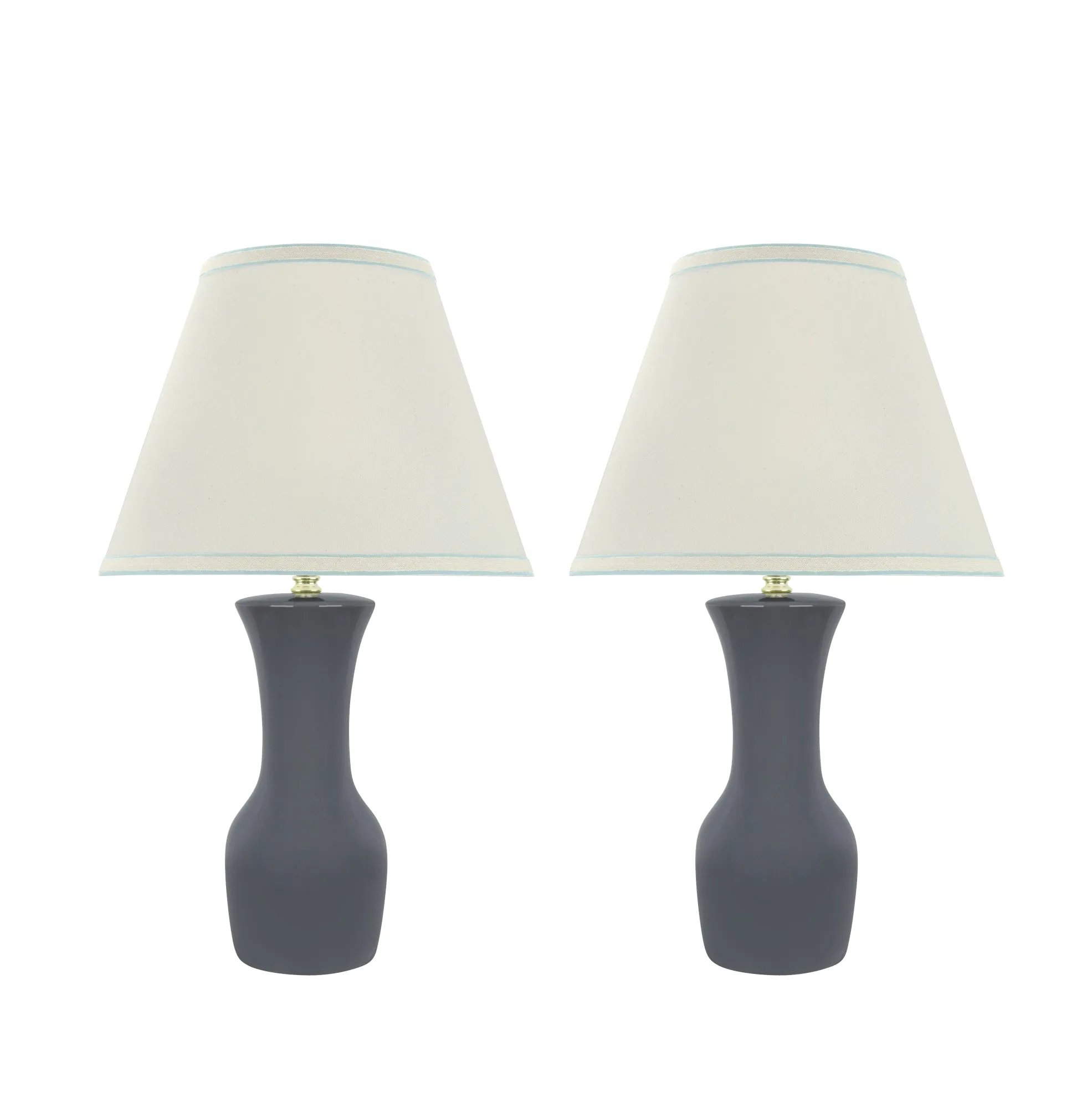 # 40208-22, Two Pack, 21" High Transitional Ceramic Table Lamp, Hardback Empire Shaped Lamp Shade in Off White, 12.5" Wide