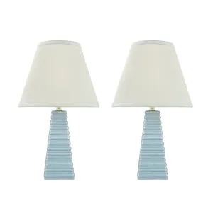 # 40209-22, Two Pack, 18-1/2" High Transitional Ceramic Table Lamp, Hardback Empire Shaped Lamp Shade in Off White, 11" Wide