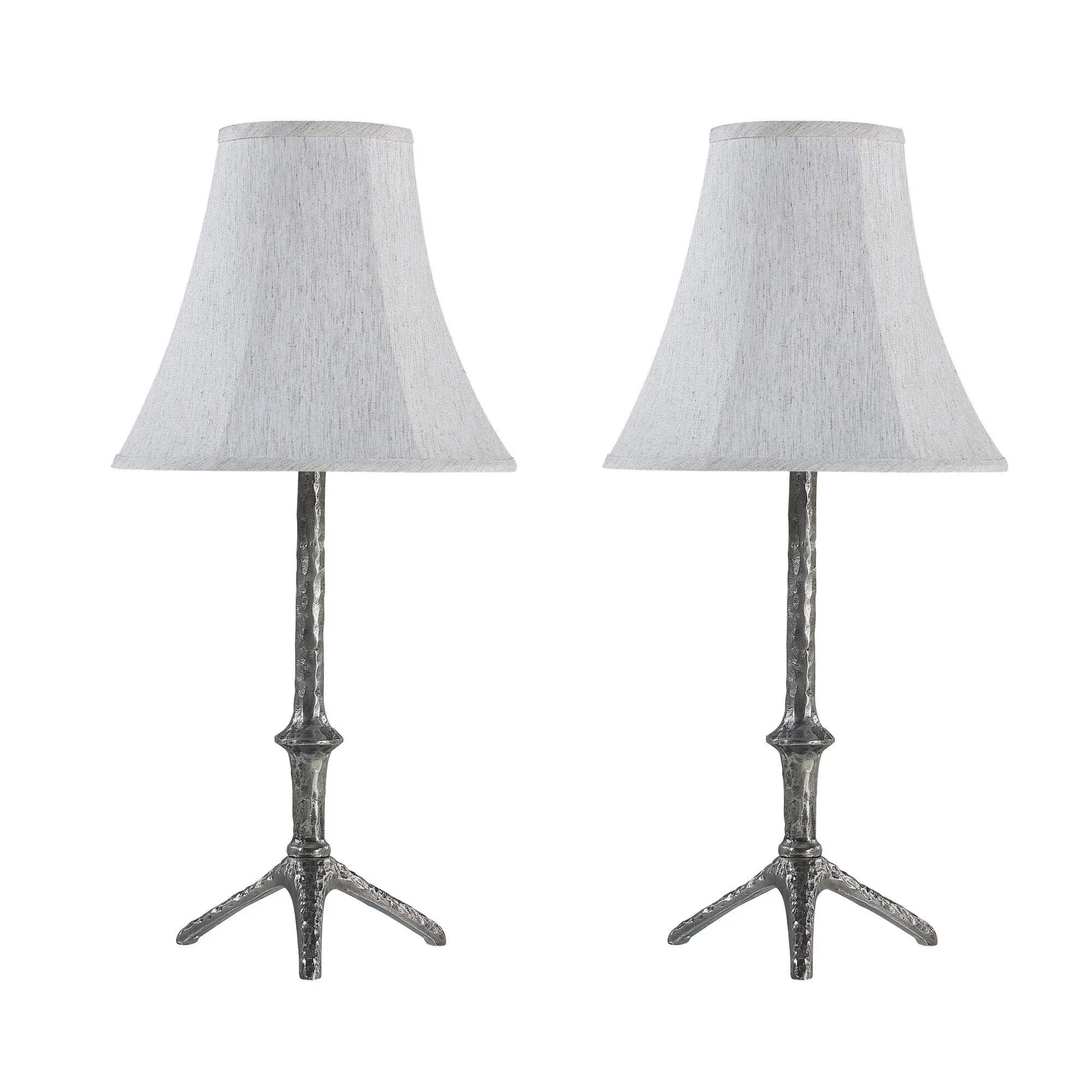 # 40218-12 Two Pack -  28 1/2" High Transitional Metal Table Lamp, Oxidized Silver Finish and Bell Shaped Lamp Shade in Beige, 13" Wide