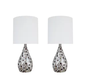 # 40222-12, 22-1/2" High Transitional Natural Sea Shell Table Lamp with Drum Lamp Shade, 10" Wide, 2 Pack