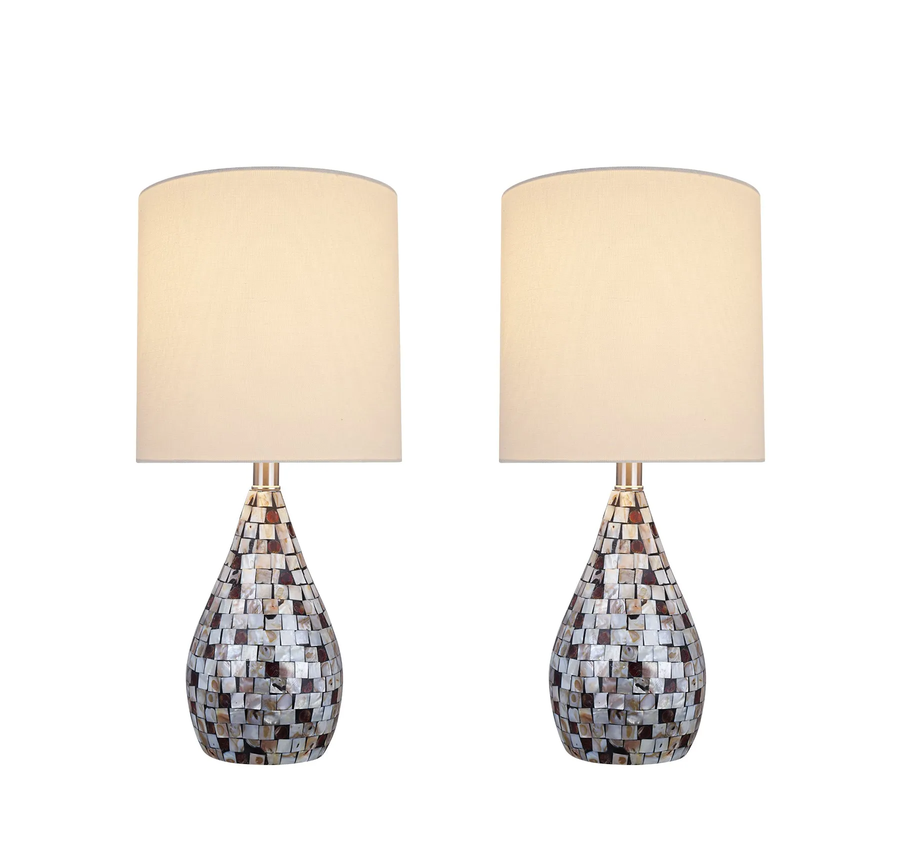 # 40222-12, 22-1/2" High Transitional Natural Sea Shell Table Lamp with Drum Lamp Shade, 10" Wide, 2 Pack