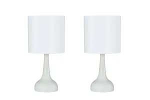 # 40231-22, Two Pack - 14-1/2" High Transitional Metal Table Lamp, Off White Finish and Drum Shaped Lamp Shade in Off White, 7" Wide