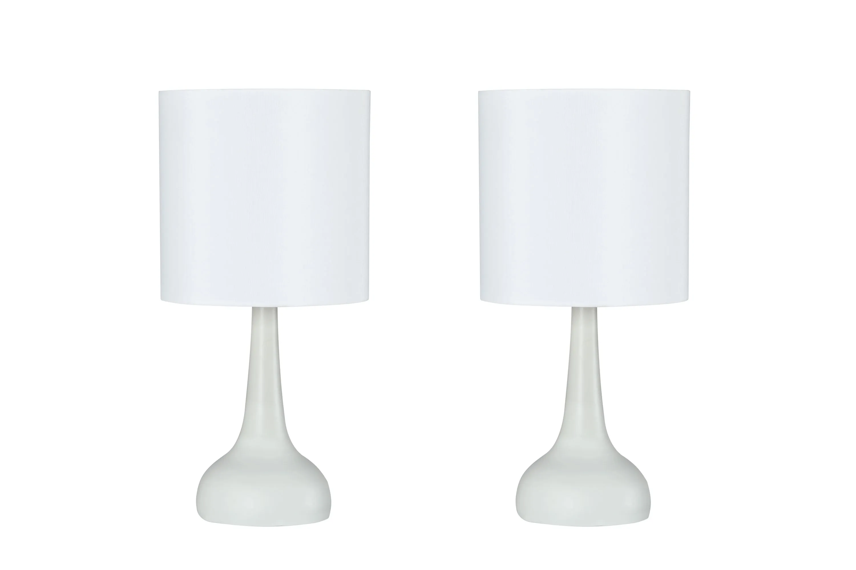# 40231-22, Two Pack - 14-1/2" High Transitional Metal Table Lamp, Off White Finish and Drum Shaped Lamp Shade in Off White, 7" Wide