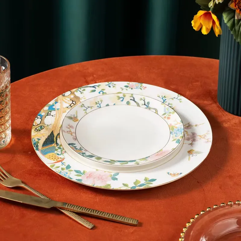أطقم أطباق عشاء خزف رماد عظمي أنيقة بطراز ريفي - Elegant Bone Ash Porcelain Dinner Plate Sets Rustic Style