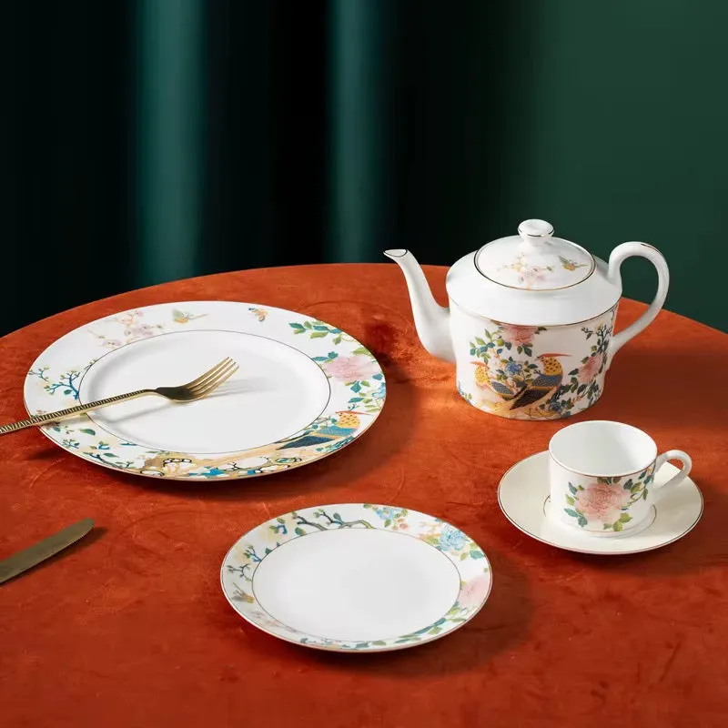 أطقم أطباق عشاء خزف رماد عظمي أنيقة بطراز ريفي - Elegant Bone Ash Porcelain Dinner Plate Sets Rustic Style