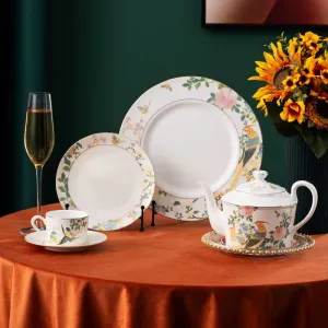 أطقم أطباق عشاء خزف رماد عظمي أنيقة بطراز ريفي - Elegant Bone Ash Porcelain Dinner Plate Sets Rustic Style