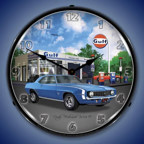 1969 1st Generation Camaro SS Gulf Lighted Clock