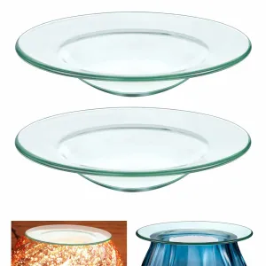 2 Pc Replacement Glass Dish Electric Oil Warmer Lamps Aromatherapy Warmers 4"