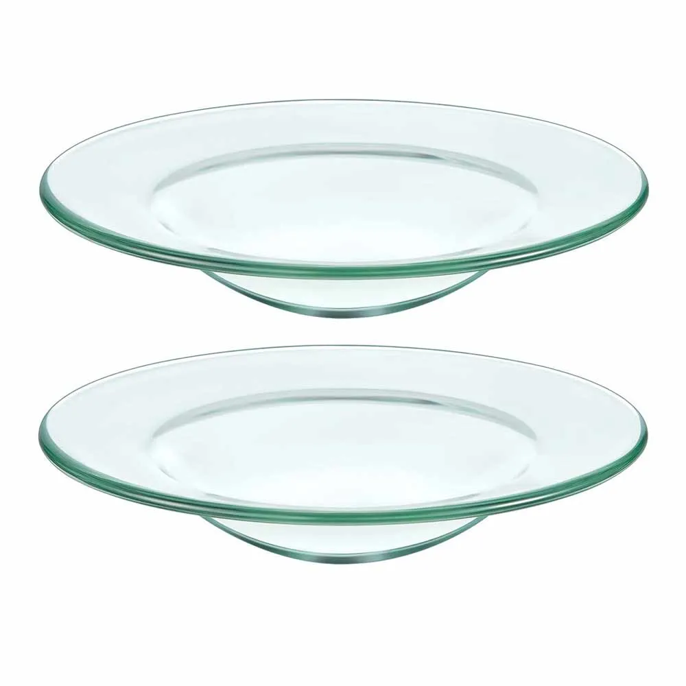2 Pc Replacement Glass Dish Electric Oil Warmer Lamps Aromatherapy Warmers 4"