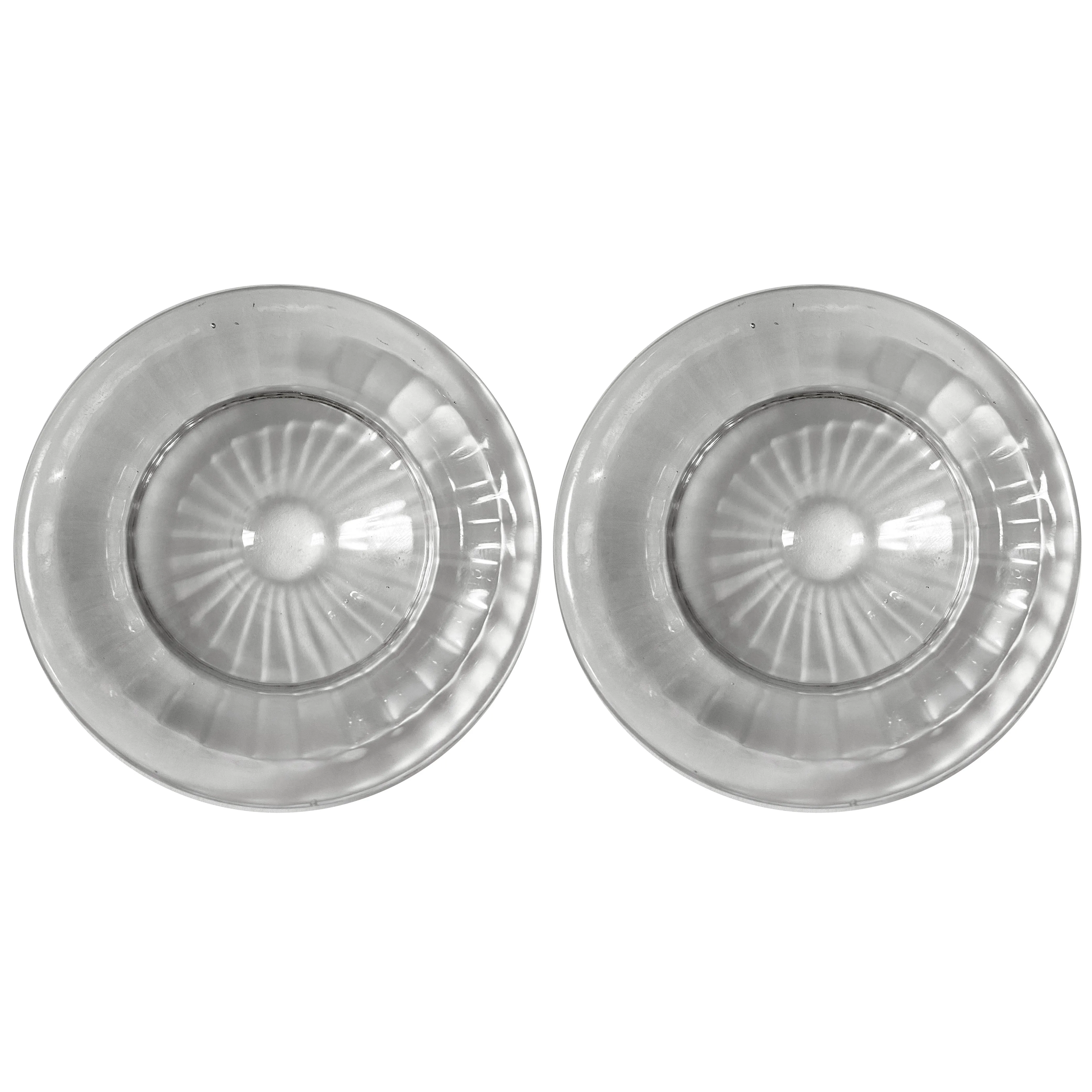 2 X Replacement Glass Dish Ribbed Plate Electric Oil Warmer Lamp Aromatherapy 3"