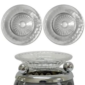 2 X Replacement Glass Dish Ribbed Plate Electric Oil Warmer Lamp Aromatherapy 3"