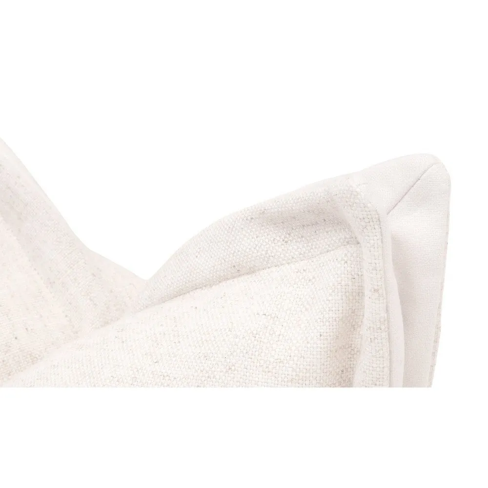 22 Inch Set of 2 Accent Throw Pillow, Textured Polyester, Cream White By Casagear Home