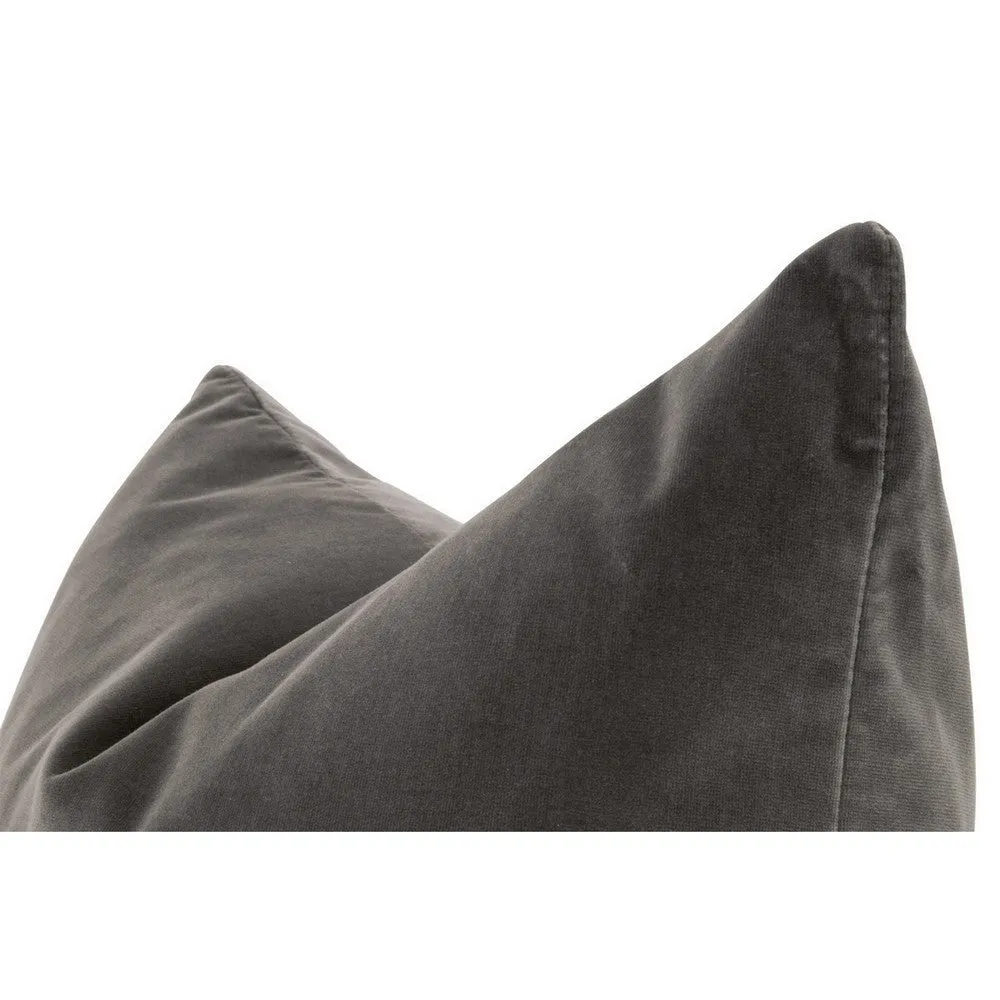 22 Inch Set of 2 Accent Throw Throw Pillows, Down Fill, Gray Velvet By Casagear Home