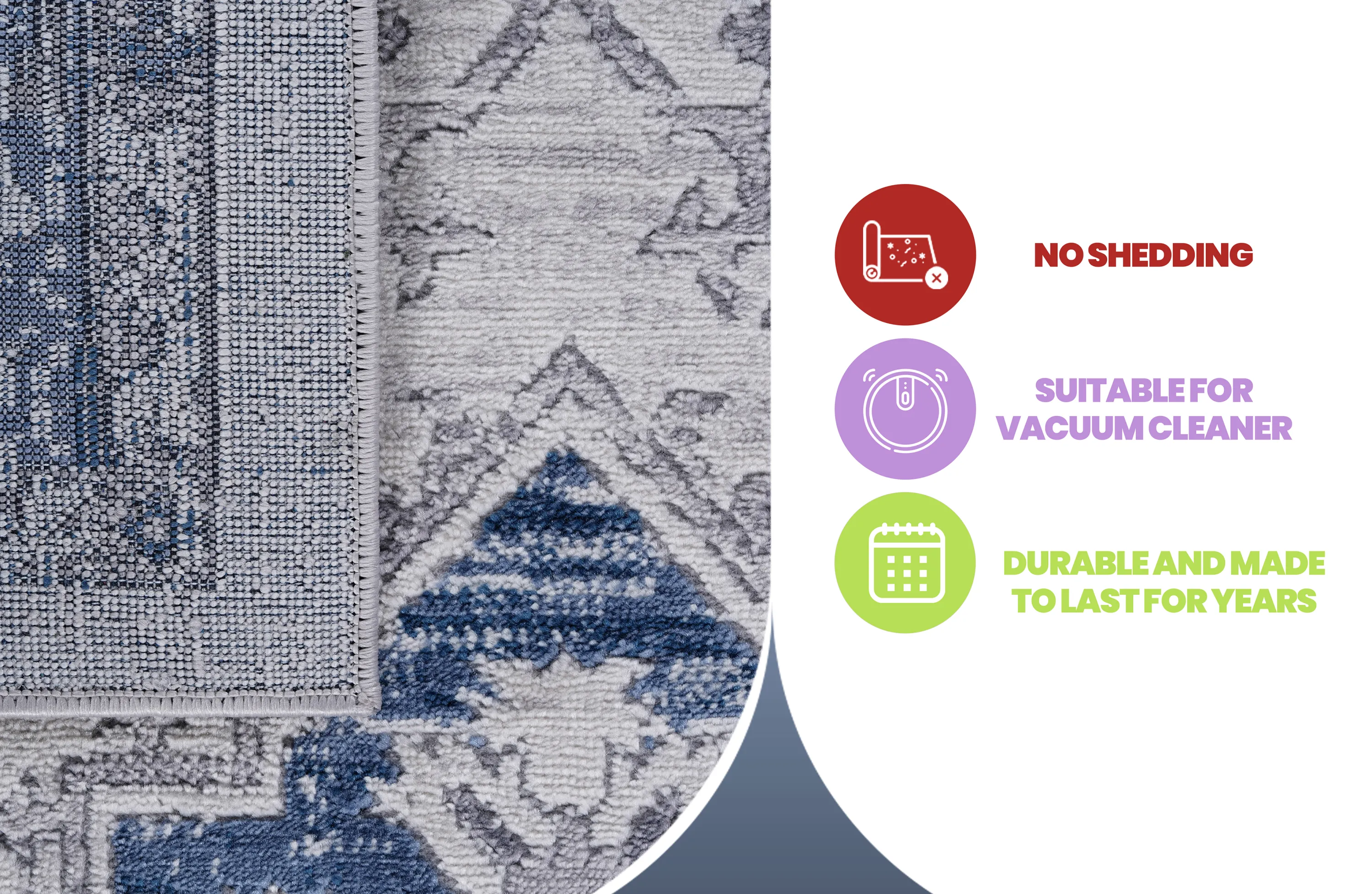 2X8 Blue/Grey/Oriental Non-Shedding Living Room Bedroom Dining Home Office Stylish and Stain Resistant Area Rug