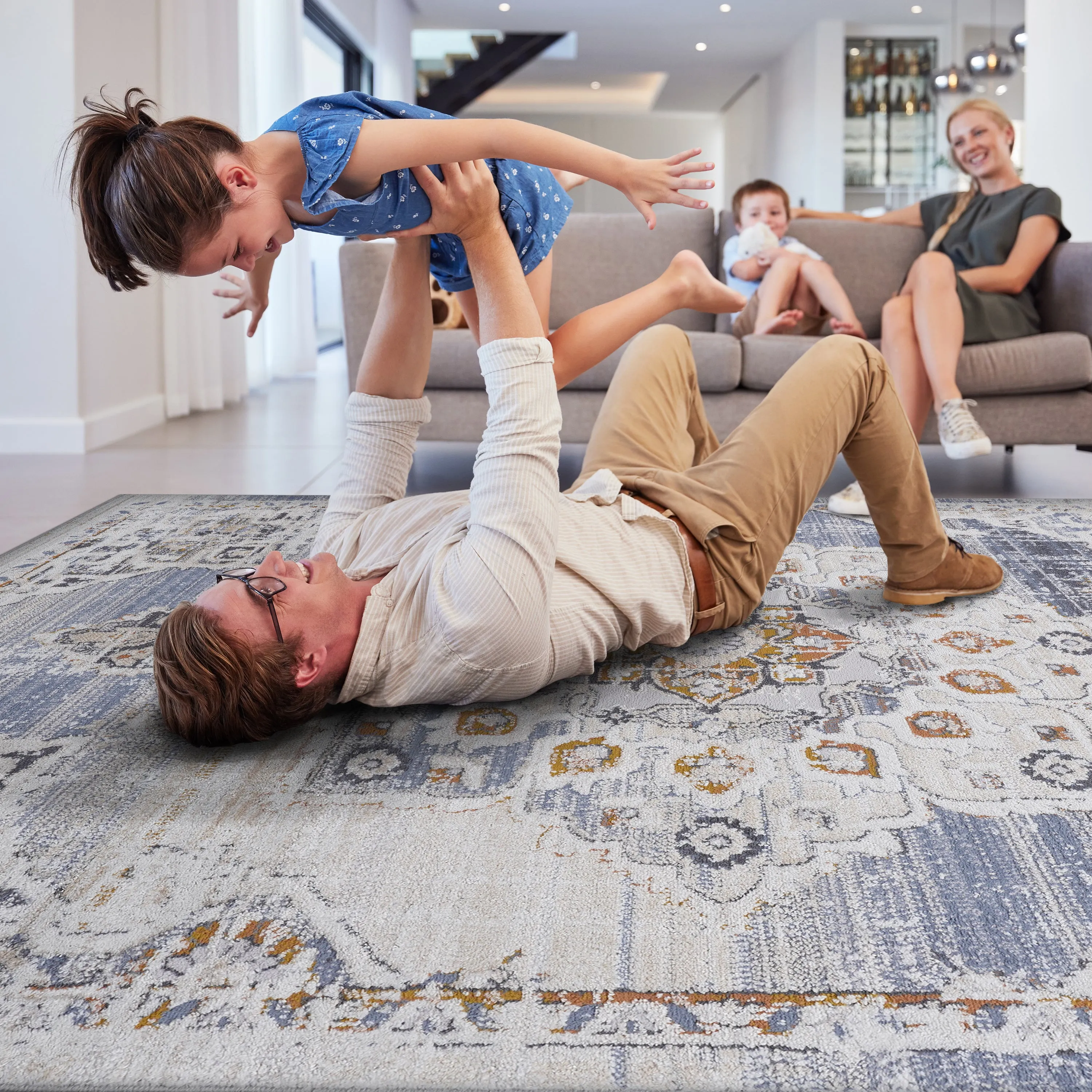 2X8 Cream/Gold /Medallion Non-Shedding Living Room Bedroom Dining Home Office Stylish and Stain Resistant Area Rug
