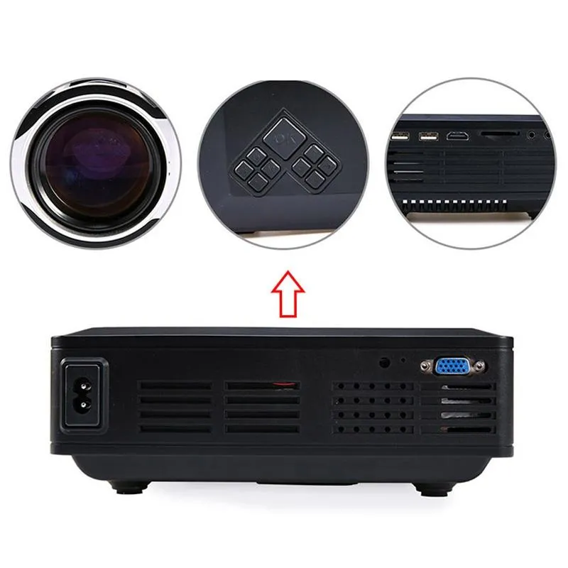 4 Lcd Display Smart Projector 800X400P Remote Av / Vga / Hdmi / Usbx2 / Tf / Audio