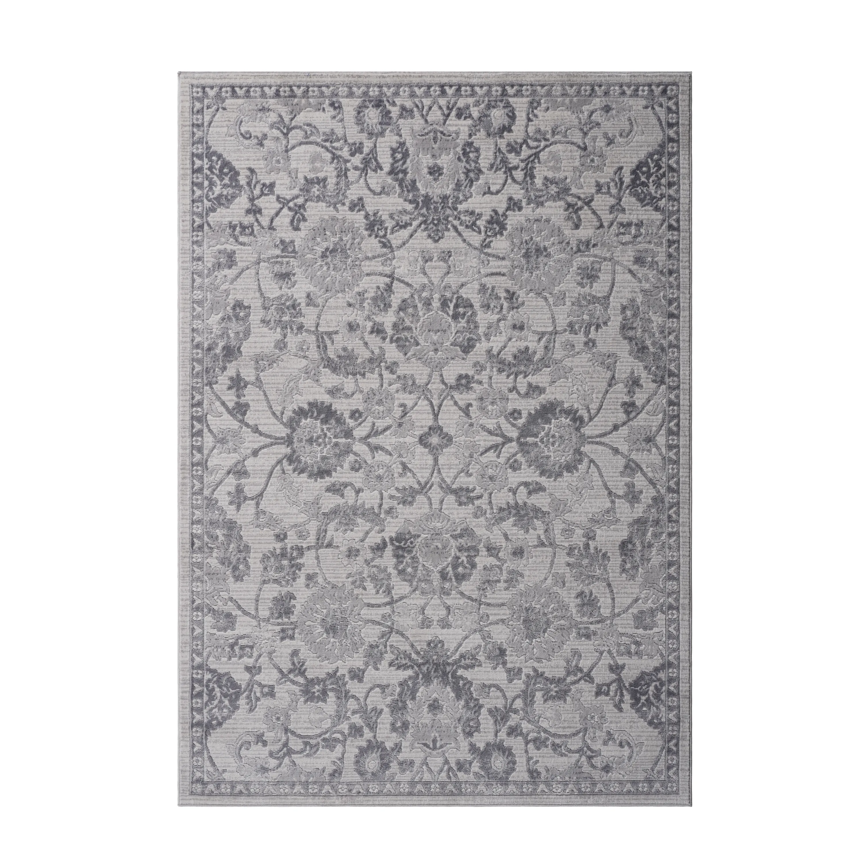 6X9 Grey/Silver/Oriental Non-Shedding Living Room Bedroom Dining Home Office Stylish and Stain Resistant Area Rug