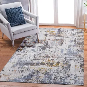 6X9 Ivory/Blue /Abstract Non-Shedding Living Room Bedroom Dining Home Office Stylish and Stain Resistant Area Rug