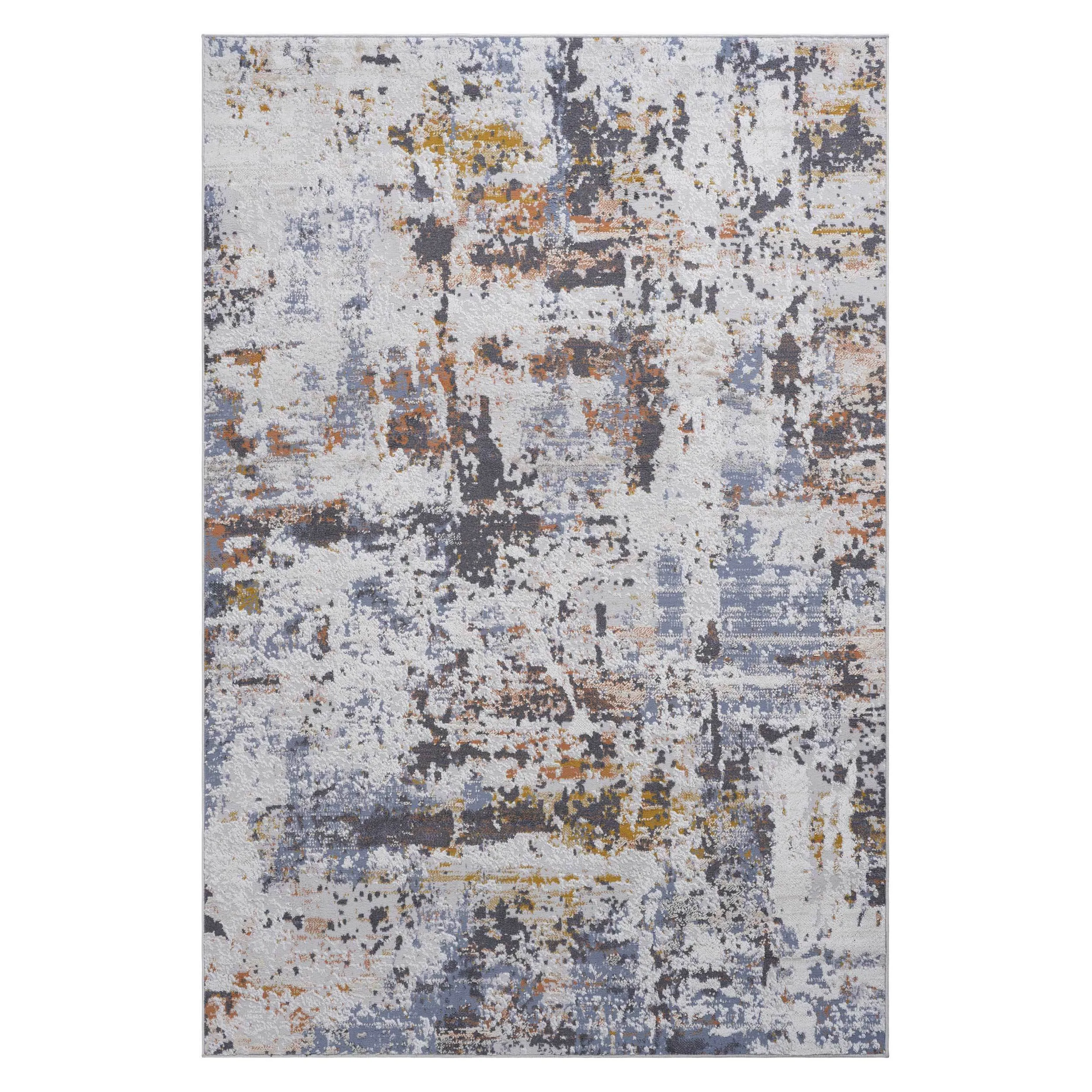 6X9 Ivory/Blue /Abstract Non-Shedding Living Room Bedroom Dining Home Office Stylish and Stain Resistant Area Rug