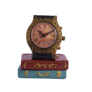 A Vintage Affair- Home Decor Showpiece for Home & Office Decor Set of 1| Decorative Accent for Living Room Bedroom| Vintage Clock & Books Tabletop Accent