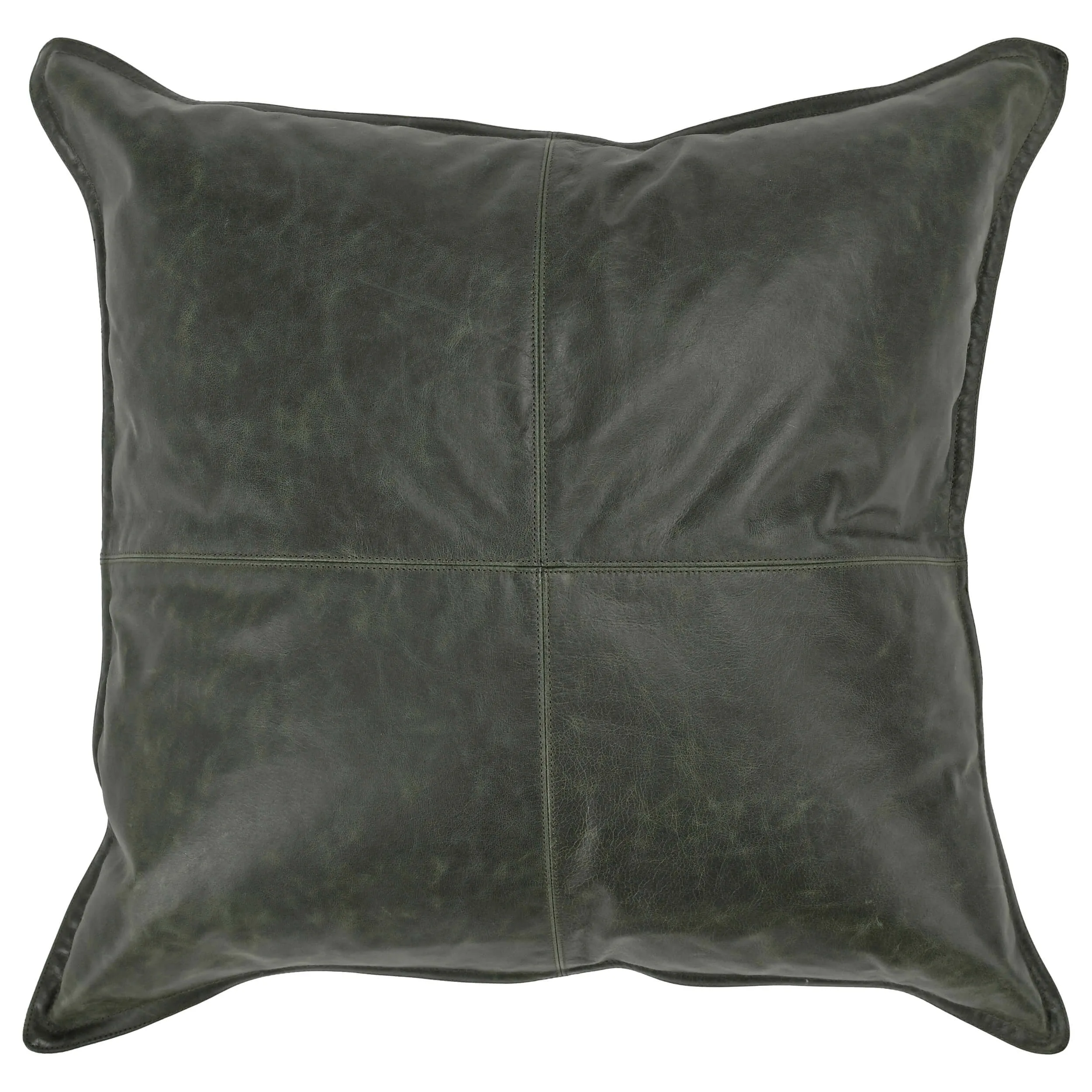 Acre Leather Pillow, Forest Green