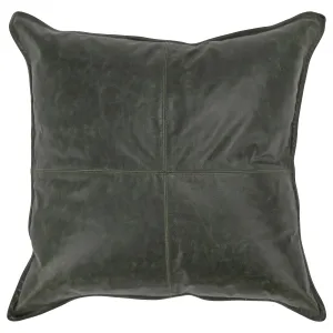 Acre Leather Pillow, Forest Green