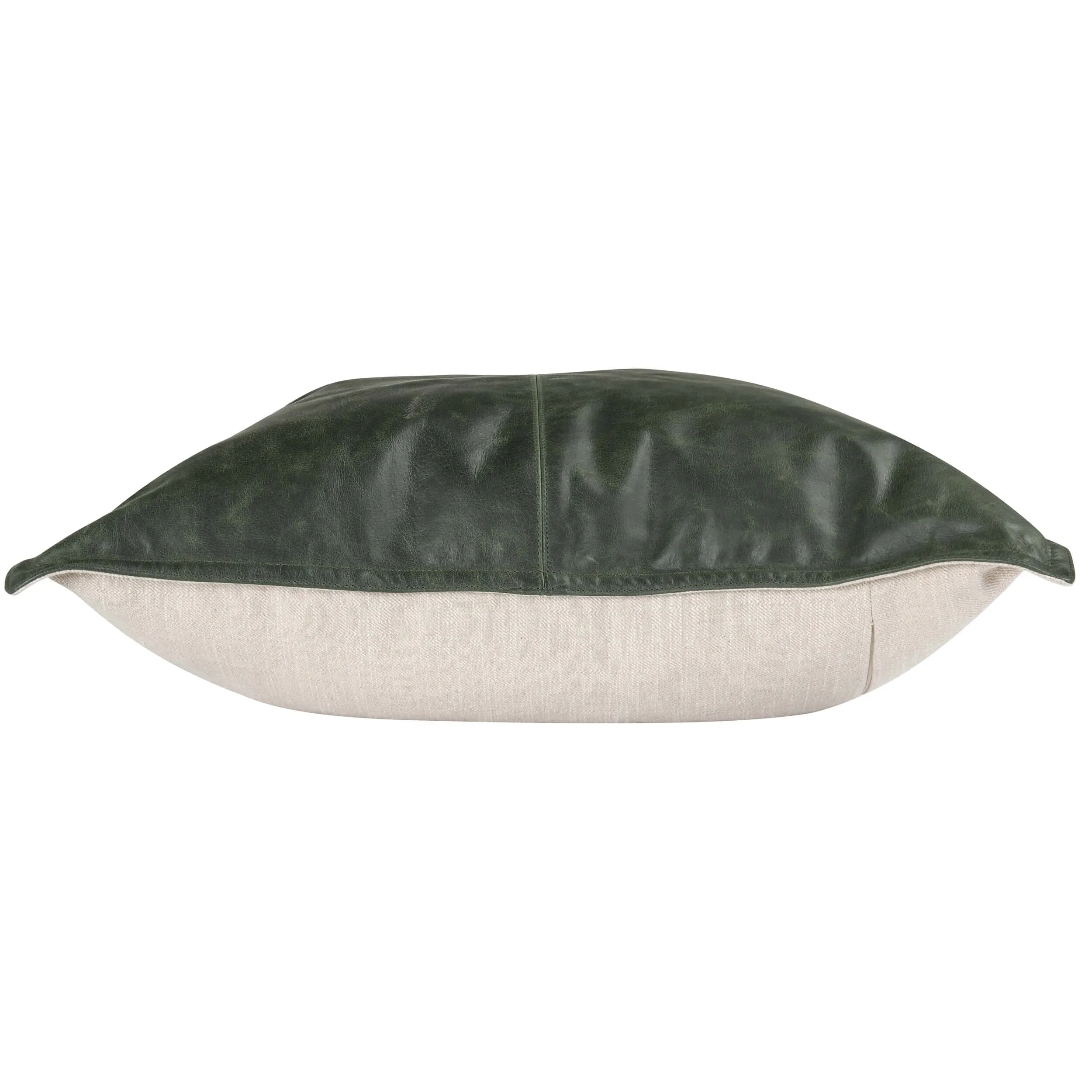 Acre Leather Pillow, Forest Green