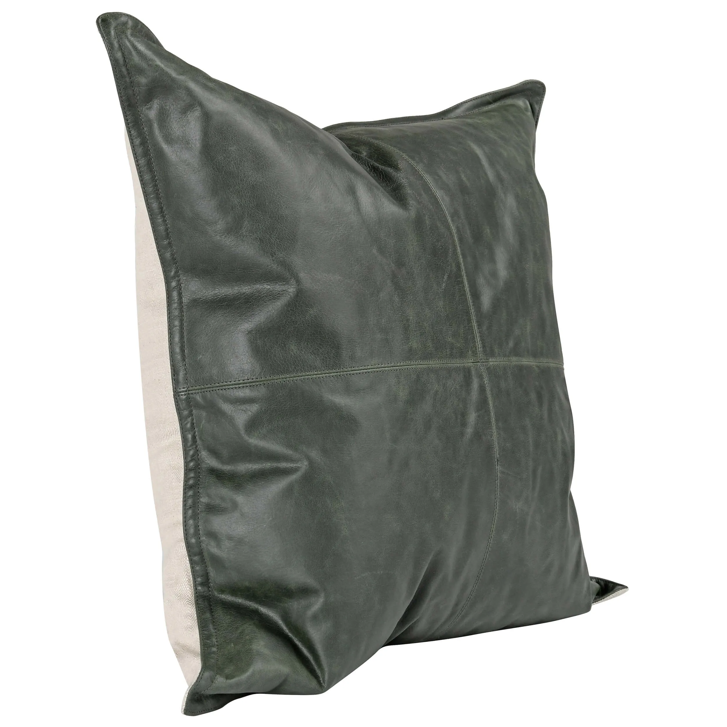 Acre Leather Pillow, Forest Green