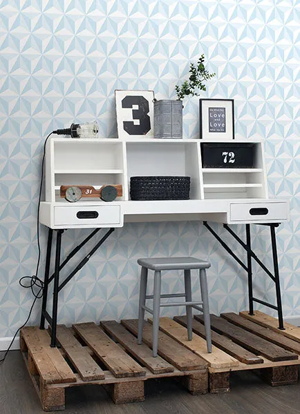 Adella Sky Blue Geometric Wallpaper from the Fable Collection