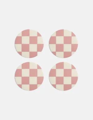 & Klevering Check Coasters (Set Of 4) - Pink