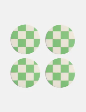 & Klevering Set of 4 Check Coasters - Mint