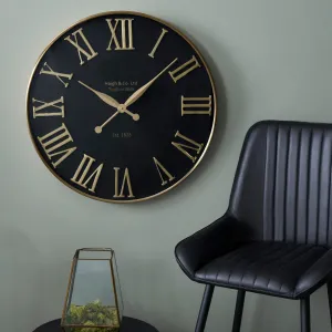 Antique Gold and Black Metal Wall Clock