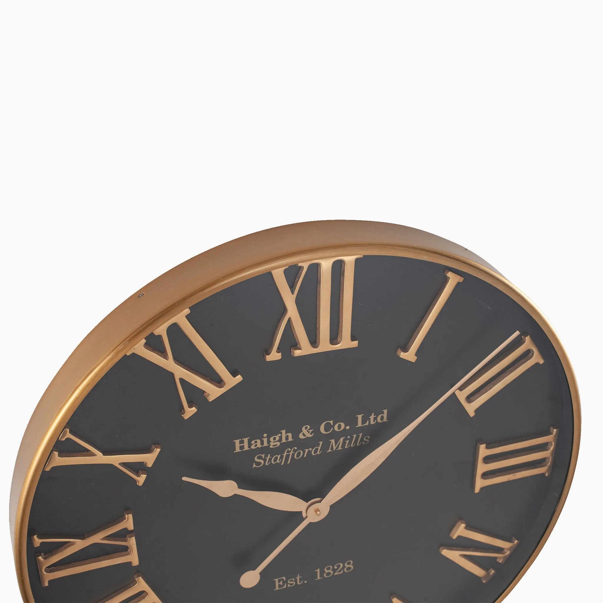 Antique Gold and Black Metal Wall Clock